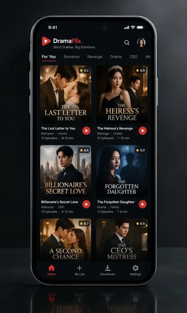 黄果短剧APP 界面预览 黄果短剧APP 首页剧集列表界面预览